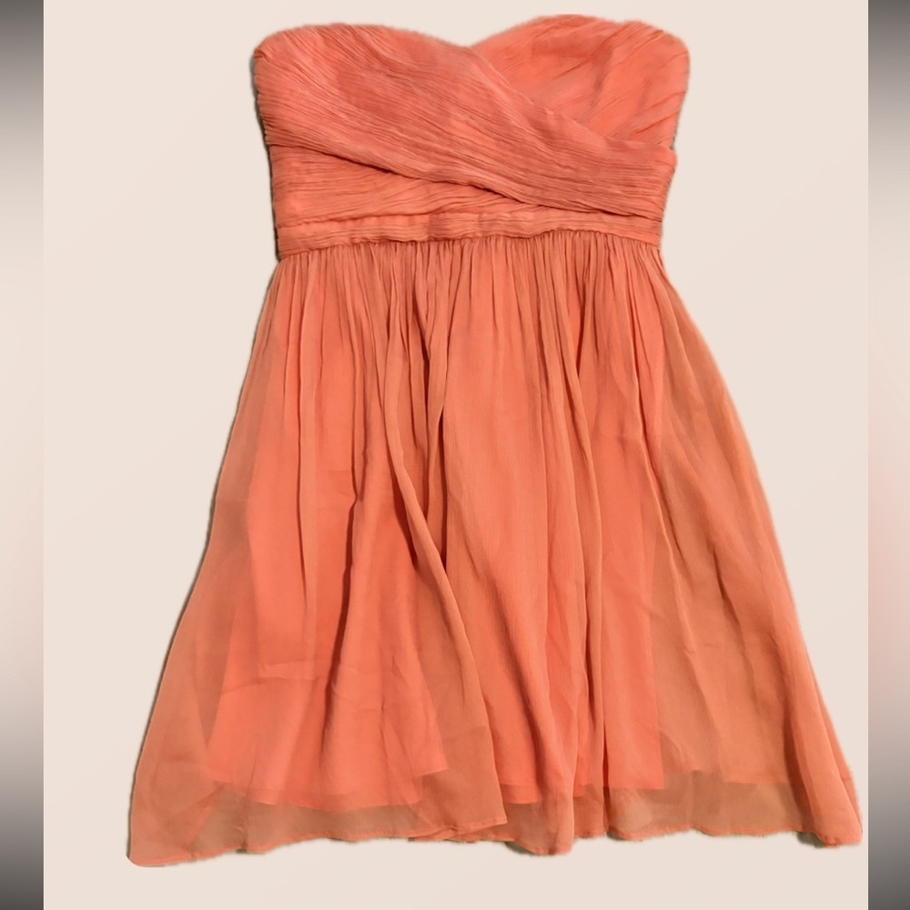 J. Crew 100% Silk Size 6 Coral Ruffle Wrap Women Dress Formal